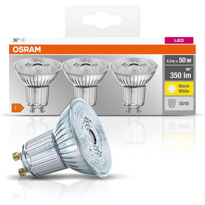 Osram GU10 LED Spotlight Light Bulbs 4.3W (50W equivalent), Warm White, 3pk