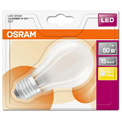 Osram E27 LED Frosted Light Bulb 5.9W (60W equivalent), Warm White