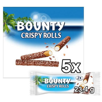 Bounty Milk Chocolate Crispy Rolls, 5pk, 117g