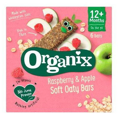 Organix Raspberry & Apple Soft Oaty Bars, 6 x 23g