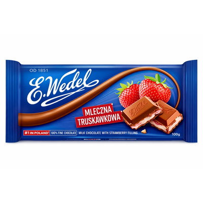 Wedel Chocolate with Strawberry Filling, 100g