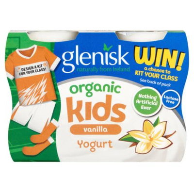 Glenisk Organic Kids Vanilla Yogurt, 4 x 90g