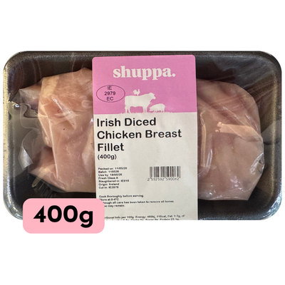 Shuppa Irish Diced Chicken Breast Fillet, 400g