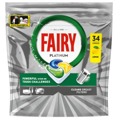 Fairy Platinum Lemon Dishwasher Tabs, 34pk