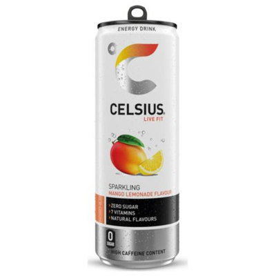 Celsius Energy Drink, Sparkling Mango Lemonade, 355ml