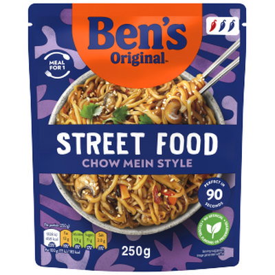 Bens Original Street Food Chow Mein Microwave Instant Noodles Ready Meal, 250g