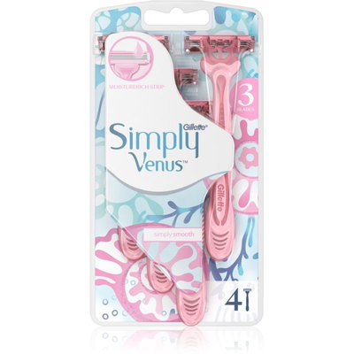 Simply Venus Disposable 3 Blade Razors, 4pk