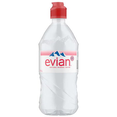 Evian Still Mineral Water Sports Cap, 750ml