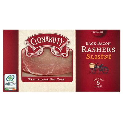 Clonakilty Dry Cure Back Bacon Rashers, 200g