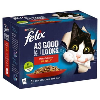 Felix As Good As It Looks Meaty Cat Food Selection Pouch, 12 x 85g