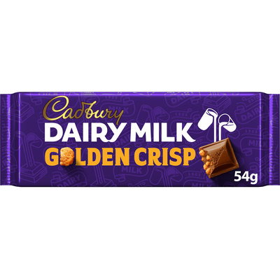 Cadbury Dairy Milk Golden Crisp Chocolate Bar, 54g