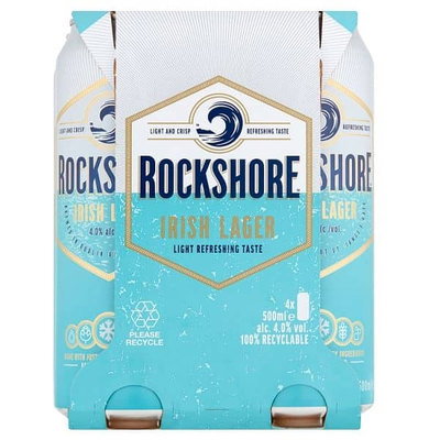 Rockshore Irish Lager Beer Cans, 4pk 500ml