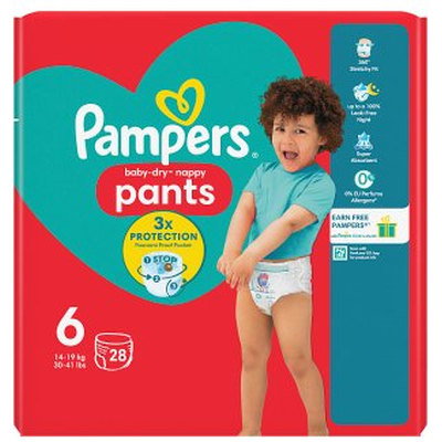 Pampers Baby-Dry Pants Size 6, Nappies, 28pk