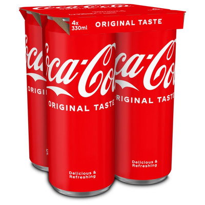 Coca-Cola Original Taste Coke, 4 x 330ml
