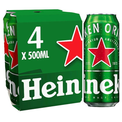 Heineken Lager Beer Can, 4 x 500ml