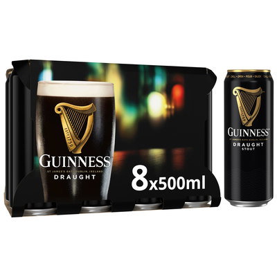 Guinness Draught Stout Cans, 8 x 500ml