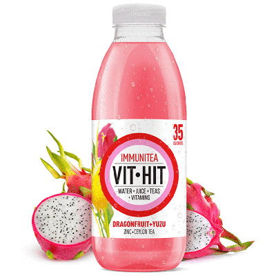Vit Hit Immunitea Dragonfruit & Yuzu Zinc + Ceylon Tea, 500ml