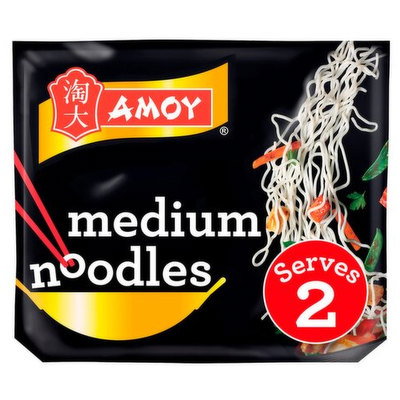 Amoy Straight To Wok Medium Noodles, 2 x 150g
