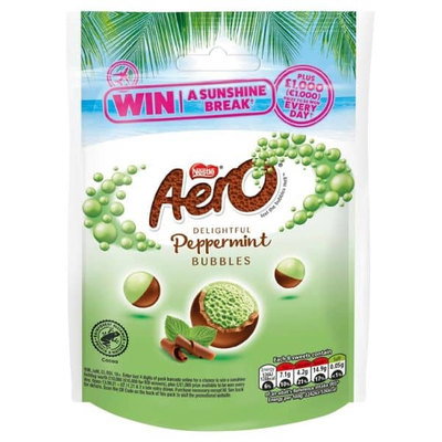 Aero Bubbles Peppermint Chocolate Sharing Bag, 92g