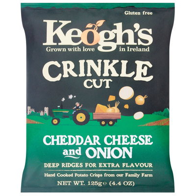 Keogh's Crinkle Cut Crisps Cheddar Cheese & Onion, 125g