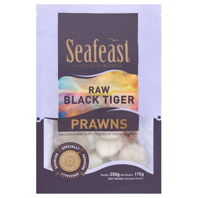 Seafeast Raw Black Tiger Prawns, 250g