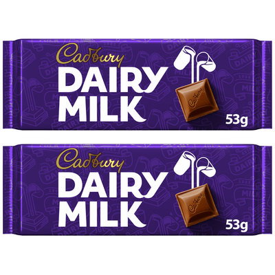 Cadbury Dairy Milk Chocolate Bar, 2 x 53g
