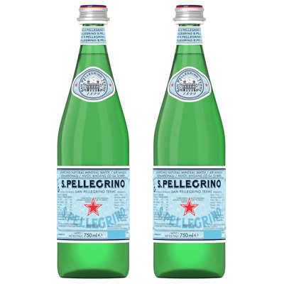 San Pellegrino Sparkling Water Glass Bottle, 2 x 750ml