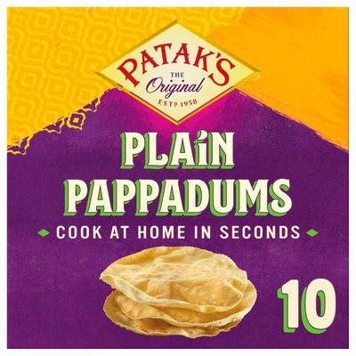 Pataks 10 Plain Pappadums, 100g