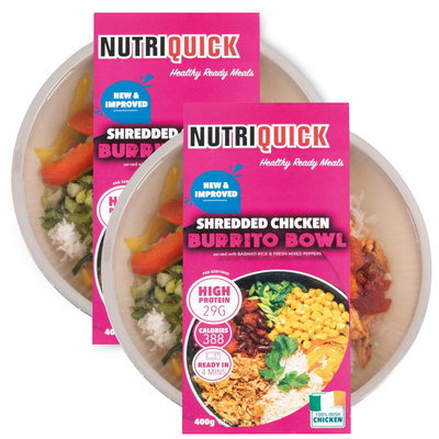 Nutriquick Shredded Chicken Burrito Bowl, Ready Meal, 2 x 400g