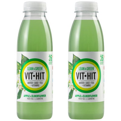Vit Hit Lean & Green Apple + Elderflower, 2 x 500ml