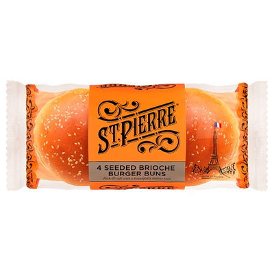 St. Pierre Seeded Brioche Burger Buns, 4pk