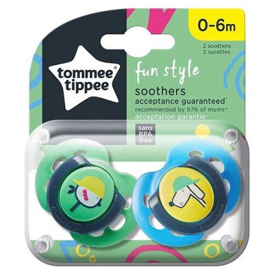 Tommee Tippee Fun Style Twin Pack Soother 0-6 Months
