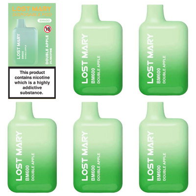 Lost Mary BM600 Double Apple Vape 20mg, 5pk
