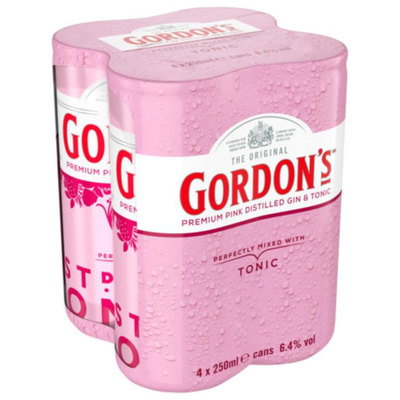 Gordons Pink Gin & Tonic 250ML, 4pk