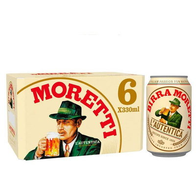 Birra Moretti Lager Beer Cans, 6 x 330ml