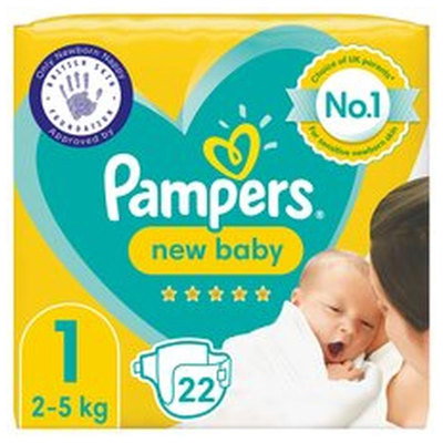 Pampers New Baby Size 1 Nappies, 22pk