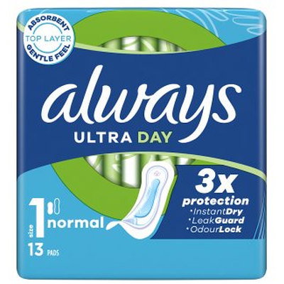Always Ultra Size 1 Normal Pads Sanitary Towels, 13pk