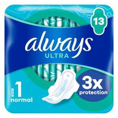 Always Ultra Size 1 Normal With Wings Sanitary Towels, 13pk