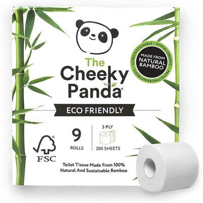 Cheeky Panda Natural Bamboo Toilet Roll Toilet Tissue 9 pack